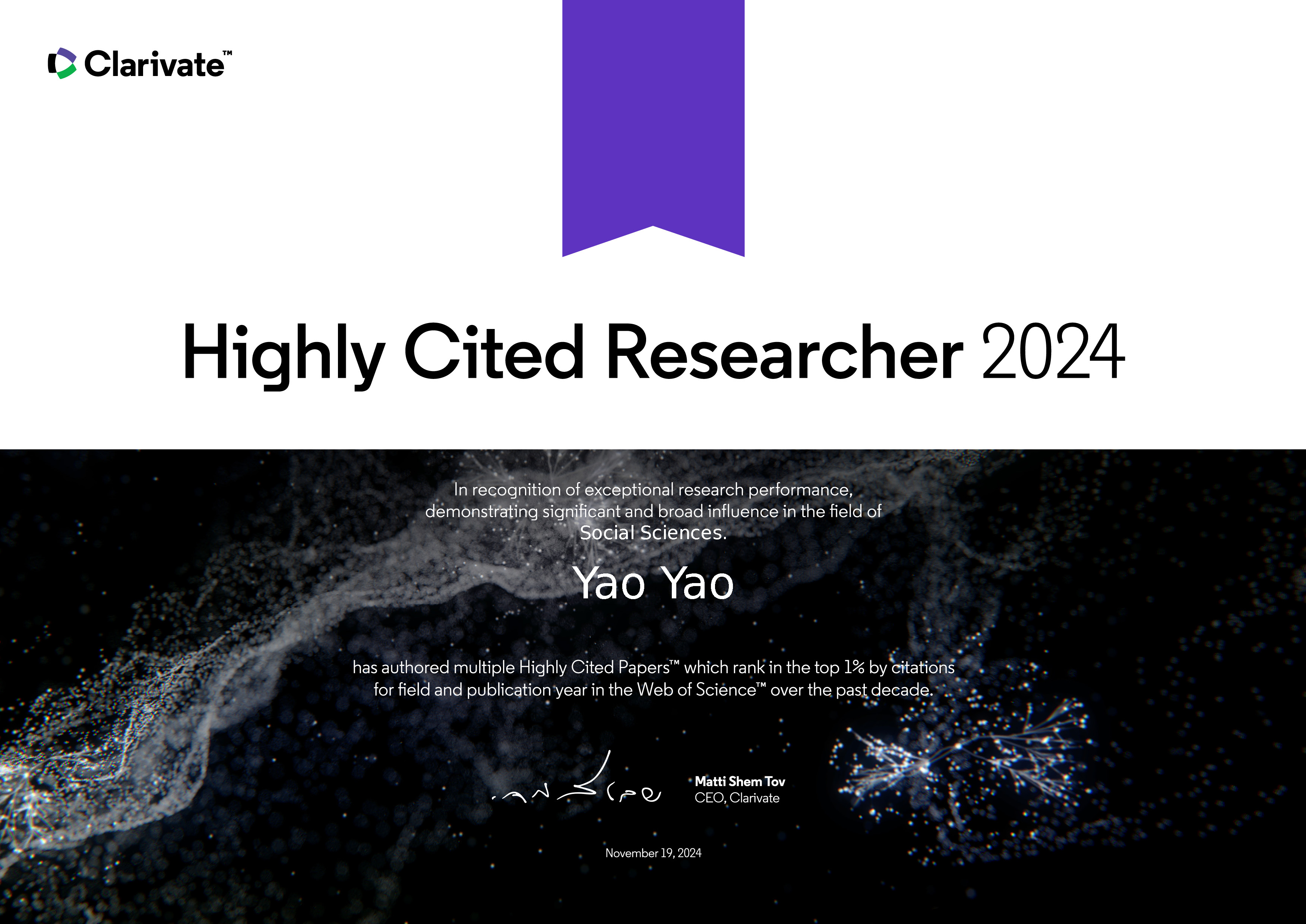 2024 Highly Cited Researcher in the field of Social Sciences